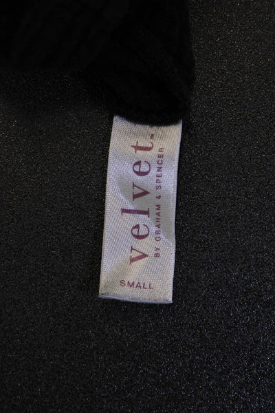 Velvet by Graham & Spencer Womens Black Cotton VNeck Long Sleeve Blouse Size S