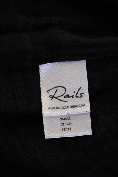 Rails Women Black Plaid Button Up Blouse Rayon Long Sleeve Petite Size S