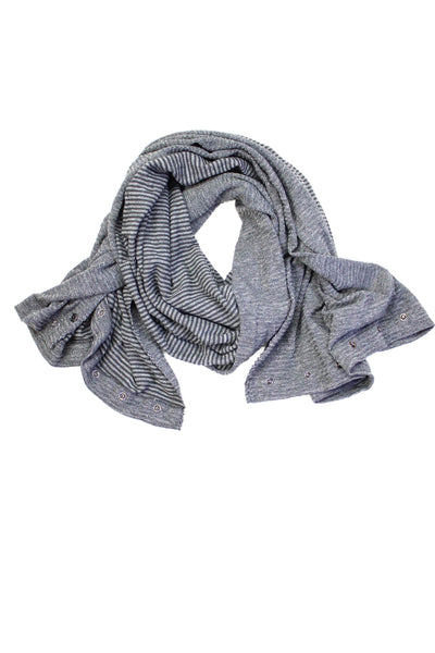 Lululemon Womens Striped Print Snap Closure Neck Scarf Dark Gray Size 60"X26"