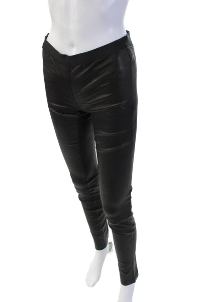 Theory Womens Black Lamb Leather Biker Jeggings Size 2