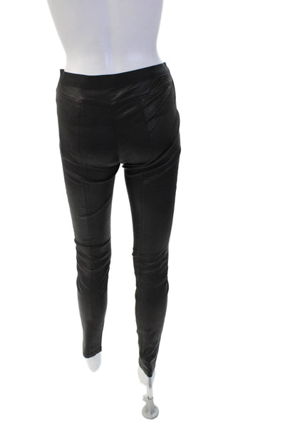 Theory Womens Black Lamb Leather Biker Jeggings Size 2