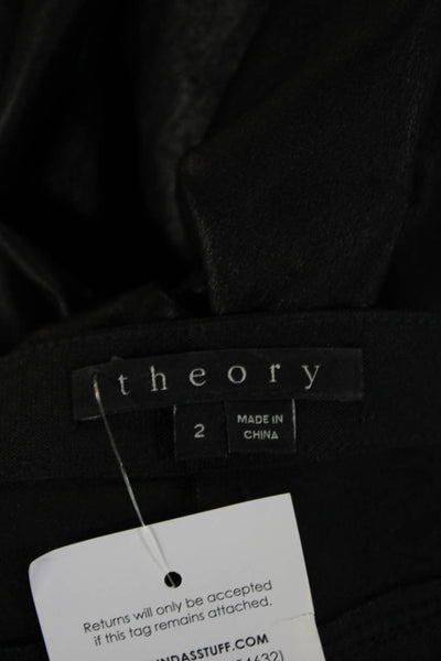 Theory Womens Black Lamb Leather Biker Jeggings Size 2