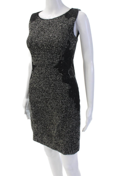 Elie Tahari Women Sheath Dress Black Wool Sleeveless Round Neck Zip Size 0