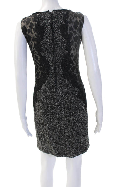 Elie Tahari Women Sheath Dress Black Wool Sleeveless Round Neck Zip Size 0