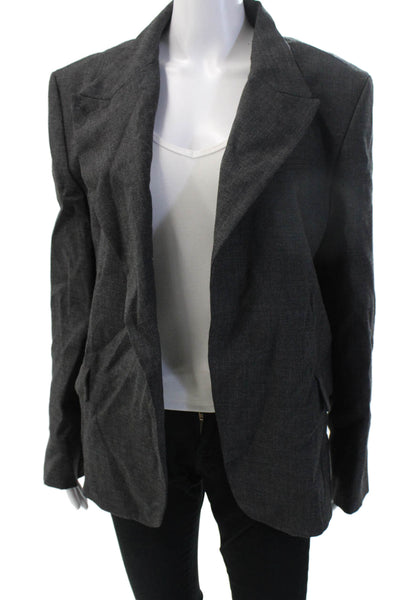 Zara Womens Classic Dark Gray Collared Long Sleeve Button Blazer Size L