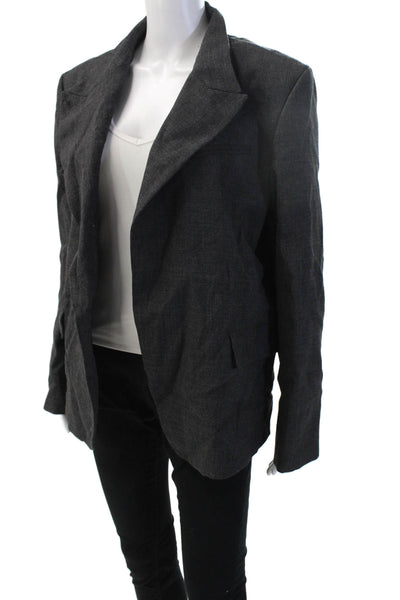 Zara Womens Classic Dark Gray Collared Long Sleeve Button Blazer Size L