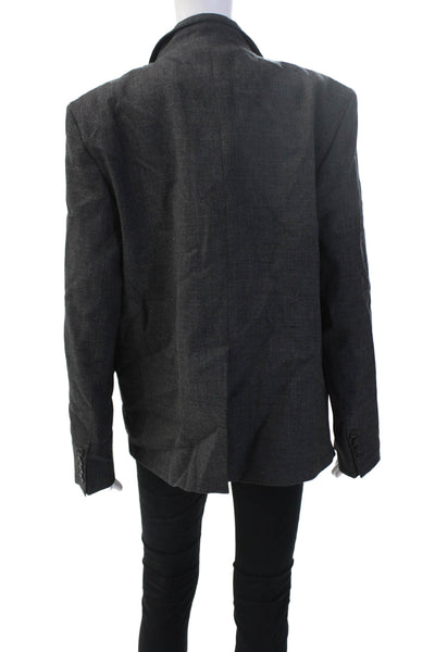 Zara Womens Classic Dark Gray Collared Long Sleeve Button Blazer Size L