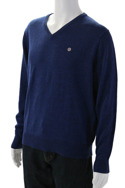 Serge Blanco Men V-Neck Dark Blue Pullover Sweater Size XL