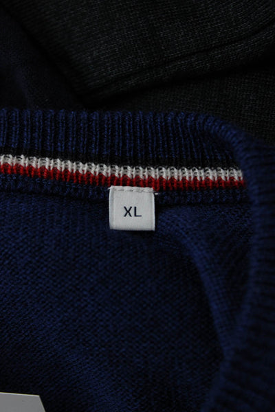 Serge Blanco Men V-Neck Dark Blue Pullover Sweater Size XL