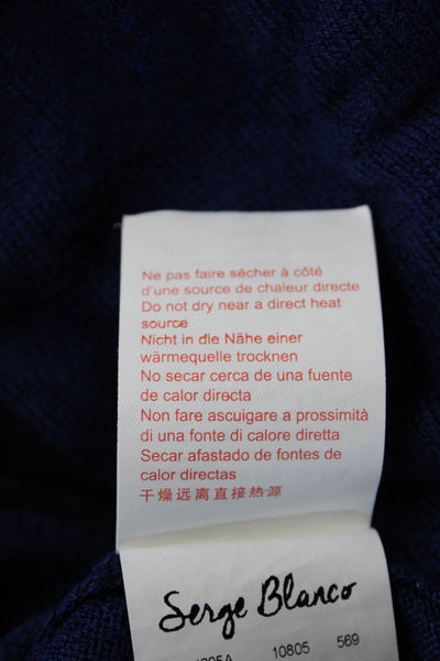 Serge Blanco Men V-Neck Dark Blue Pullover Sweater Size XL