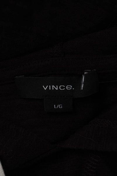 Vince Mens Pullover Hoodie V Neck Cotton Brown Drawstring Size L