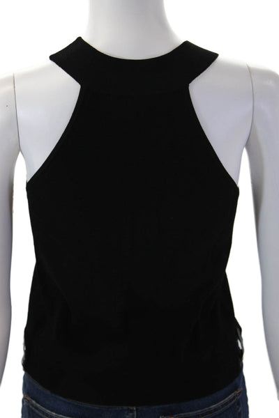 Autumn Cashmere Womens Cropped Tank Black Mock Neck Viscose Size S