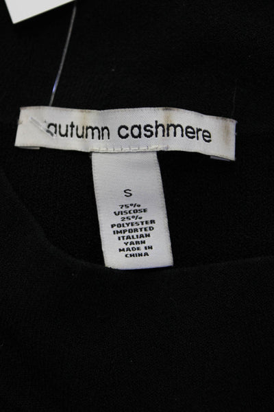 Autumn Cashmere Womens Cropped Tank Black Mock Neck Viscose Size S