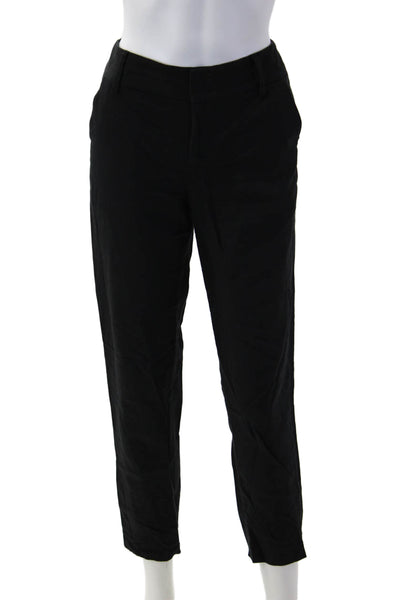 Alice + Olivia Women Ankle Cropped Dress Pants Black Polyester Button Size 2