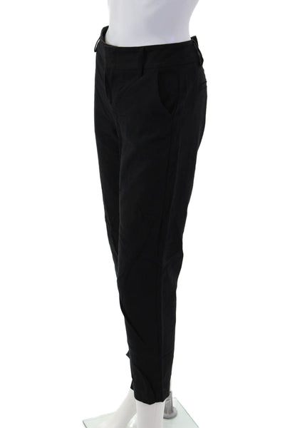 Alice + Olivia Women Ankle Cropped Dress Pants Black Polyester Button Size 2