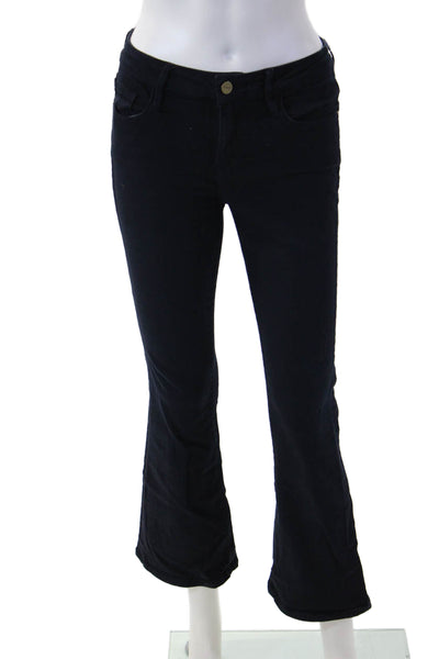 Frame Denim Womens Black Mid Rise Button Pants 26 Inseam Size 25