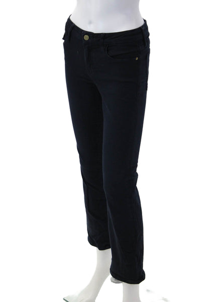Frame Denim Womens Black Mid Rise Button Pants 26 Inseam Size 25
