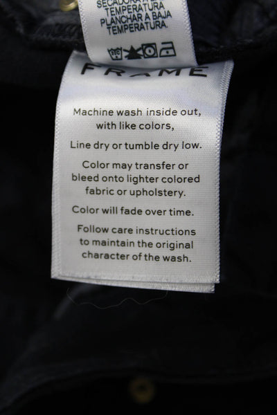 Frame Denim Womens Black Mid Rise Button Pants 26 Inseam Size 25
