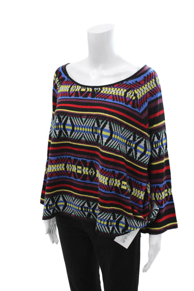 Parker Blue Unisex Black Cashmere Aztec Geometric Pullover Sweater Size S