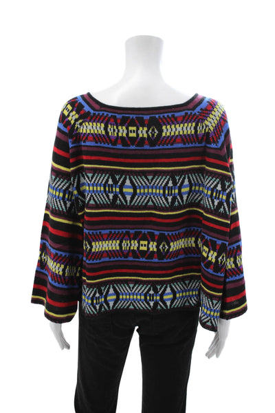 Parker Blue Unisex Black Cashmere Aztec Geometric Pullover Sweater Size S