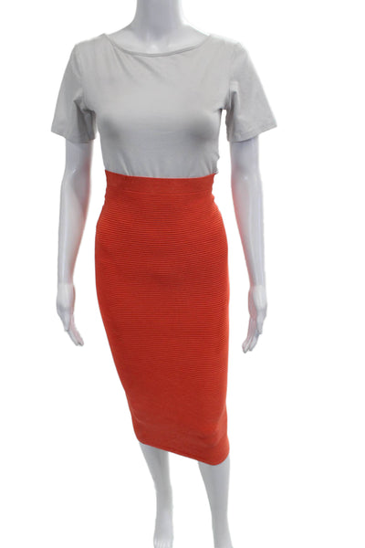 Cushnie Et Ochs Women Orange Striped Bandage Pencil Skirt Size XS