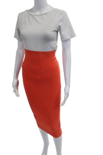 Cushnie Et Ochs Women Orange Striped Bandage Pencil Skirt Size XS