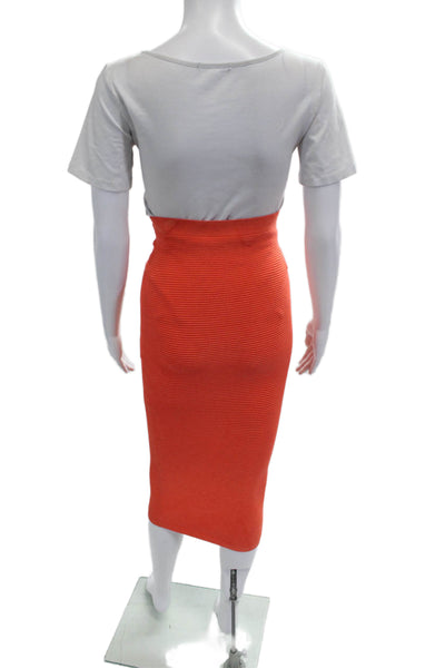 Cushnie Et Ochs Women Orange Striped Bandage Pencil Skirt Size XS