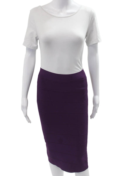 BCBG Max Azria Womens Bandage Pencil Midi Skirt Purple Size S