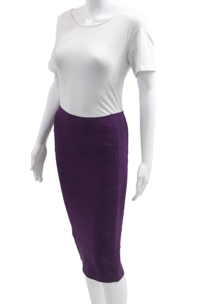 BCBG Max Azria Womens Bandage Pencil Midi Skirt Purple Size S