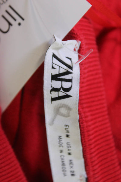 Zara Womens Cardigan Sweater Red Button Long Sleeve Size M