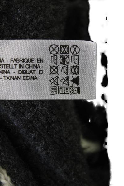 Zara Unisex Dark Gray V Neck Button Geometric Cardigan Long Sleeve Size M
