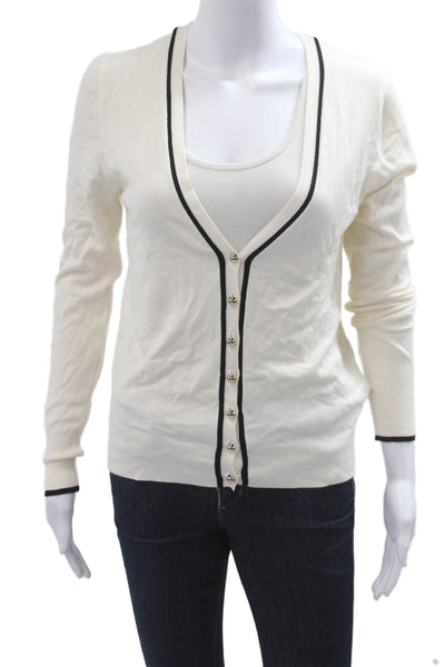 Zara Womens Beige V-Neck Button Cardigan Sweater Long Sleeve Size M