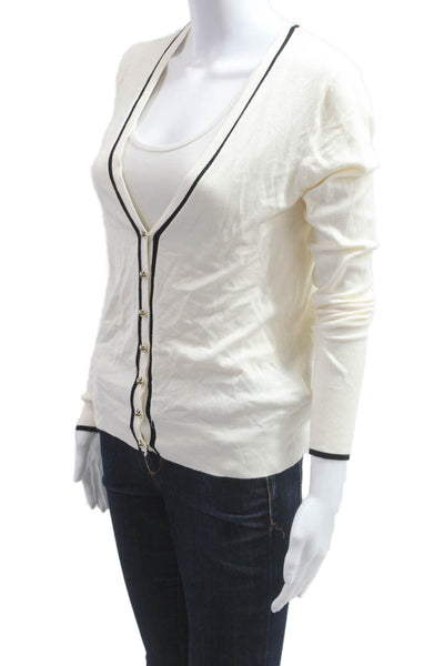 Zara Womens Beige V-Neck Button Cardigan Sweater Long Sleeve Size M