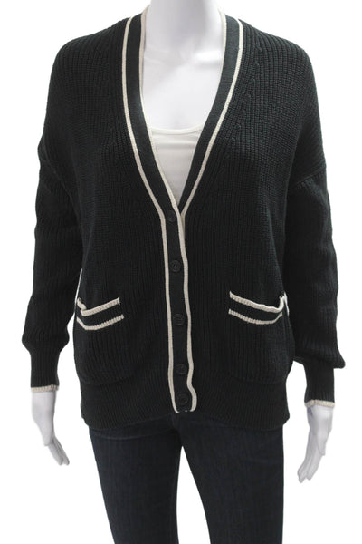 J Crew Unisex Cardigan Black Cotton V Neck Button Long Sleeve Size S