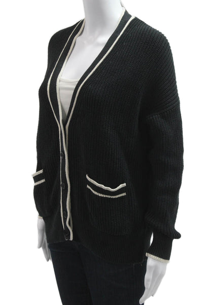J Crew Unisex Cardigan Black Cotton V Neck Button Long Sleeve Size S