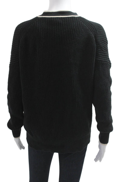 J Crew Unisex Cardigan Black Cotton V Neck Button Long Sleeve Size S