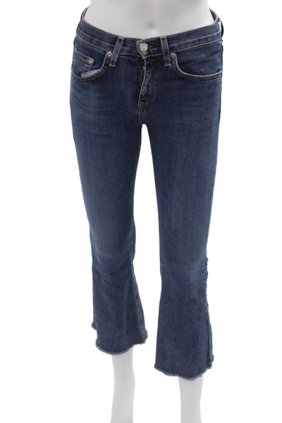Rag & Bone Jean Women Dark Blue Cropped Flared Jeans Size 24