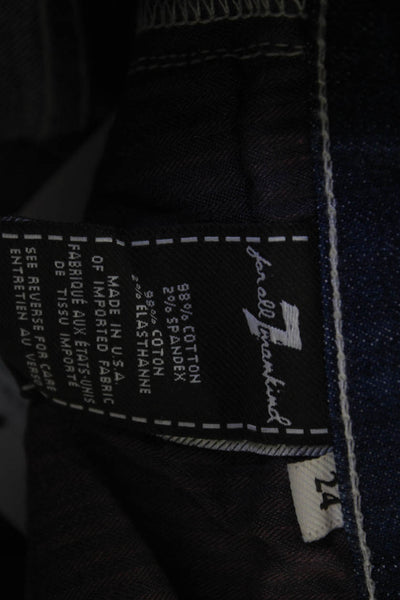 7 For All Mankind Women Cropped Flared Jeans Dark Blue Petite Size 24