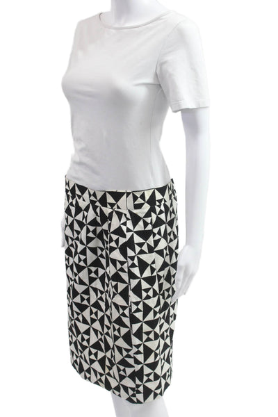 Escada Womens Straight Pencil Skirt Black Geometric Nylon Size 40