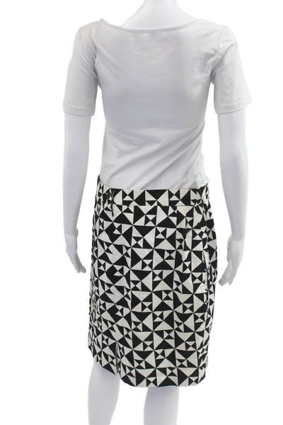 Escada Womens Straight Pencil Skirt Black Geometric Nylon Size 40
