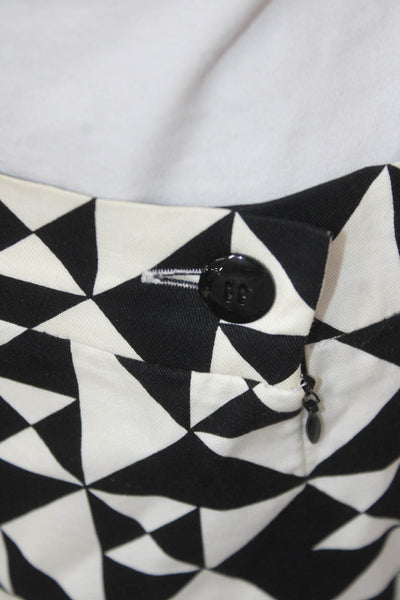 Escada Womens Straight Pencil Skirt Black Geometric Nylon Size 40