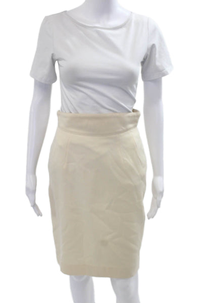 Escada Women Beige Straight Pencil Skirt 100% Wool Knee Length Size 34