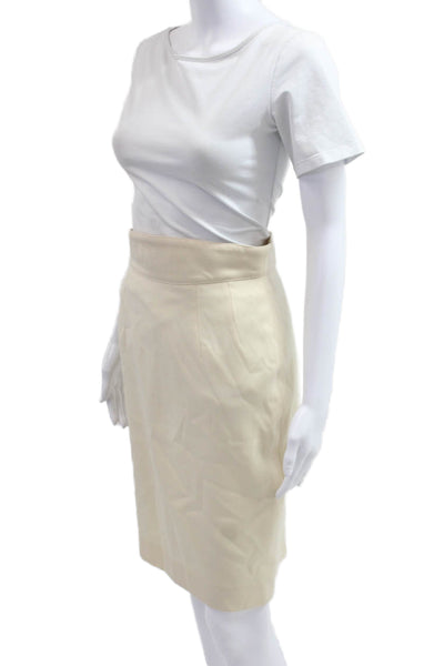 Escada Women Beige Straight Pencil Skirt 100% Wool Knee Length Size 34