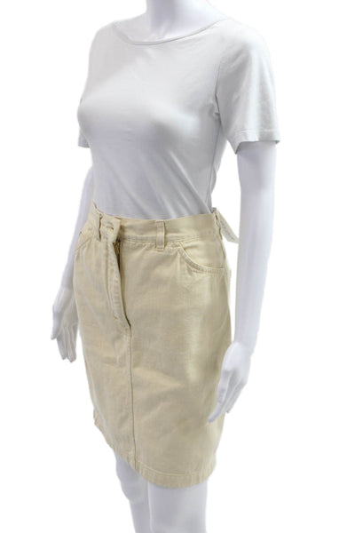 Escada Womens Beige Cotton Straight Pencil Skirt Size 38