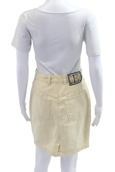 Escada Womens Beige Cotton Straight Pencil Skirt Size 38