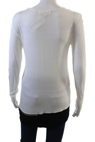 Michael Michael Kors Womens Basic White Cotton T-Shirt Long Sleeve Size S