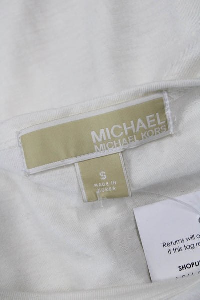 Michael Michael Kors Womens Basic White Cotton T-Shirt Long Sleeve Size S