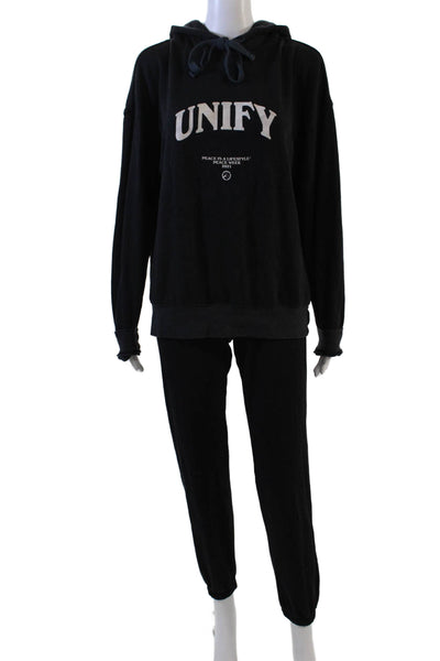 WSLY Womens Long Sleeves Hooded Sweat Suit Black Size Extra Extra Small