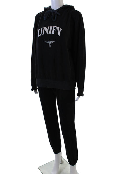 WSLY Womens Long Sleeves Hooded Sweat Suit Black Size Extra Extra Small