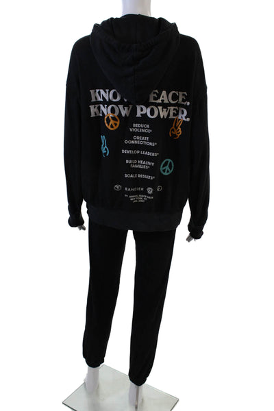 WSLY Womens Long Sleeves Hooded Sweat Suit Black Size Extra Extra Small